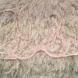 Pink Sheer Lace Bra